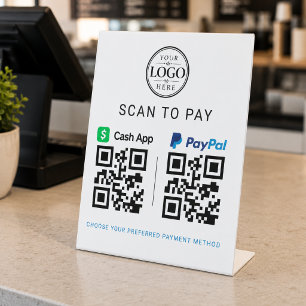 Cash App Paypal Scan om te betalen Tafel Display Reclamebord Met Voetstuk