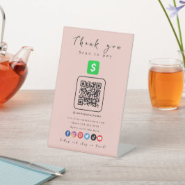 Cash App QR-code Bedankt om roze te betalen Reclamebord Met Voetstuk