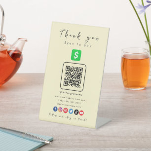 Cash App QR-code Bedankt Scan om Soft Groovy te be Reclamebord Met Voetstuk