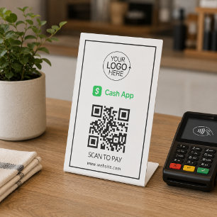 Cash App QR-code betaal logo contactloos Reclamebord Met Voetstuk