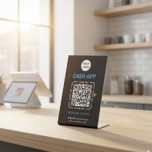 Cash app QR-code betaal scan om bedrijfslogo te be Reclamebord Met Voetstuk