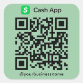 Cash App QR Code Betaling Scan naar Betalen Mint G Vierkante Sticker (Voorkant)
