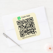 Cash App QR Code Betaling Scan naar Betalen Soft G Vierkante Sticker (Envelop)