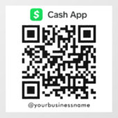 Cash App QR Code Betaling Scan naar Betalen Wit Raamsticker (Vel)