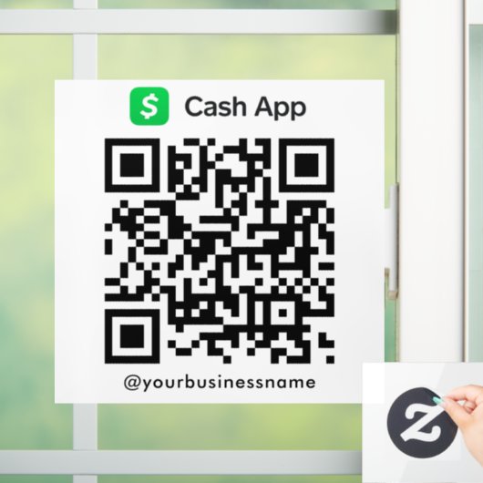 Cash App QR Code Betaling Scan naar Betalen Wit Raamsticker (Huis)