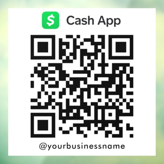 Cash App QR Code Betaling Scan naar Betalen Wit Raamsticker (Vel 3)