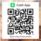 Cash App QR Code Betaling Scan naar Betalen Wit Raamsticker (Vel 2)