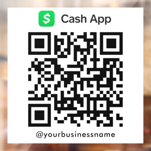 Cash App QR Code Betaling Scan naar Betalen Wit Raamsticker (Vel 2)