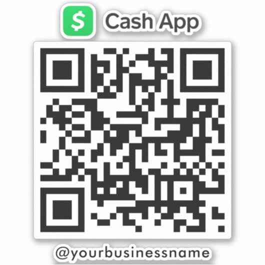 Cash App QR Code Betaling Scan naar Betalen Wit Sticker (Voorkant)
