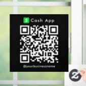 Cash App QR Code Betaling Scan naar Betalen Zwart Raamsticker (Huis)
