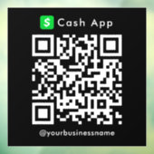 Cash App QR Code Betaling Scan naar Betalen Zwart Raamsticker (Vel 3)