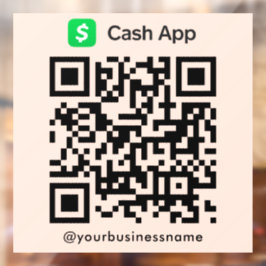 Cash App QR Code Betaling Scan om Soft Peach te be Raamsticker