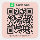 Cash App QR Code Betaling Scan om te betalen Blush Vierkante Sticker (Voorkant)