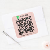 Cash App QR Code Betaling Scan om te betalen Blush Vierkante Sticker (Envelop)