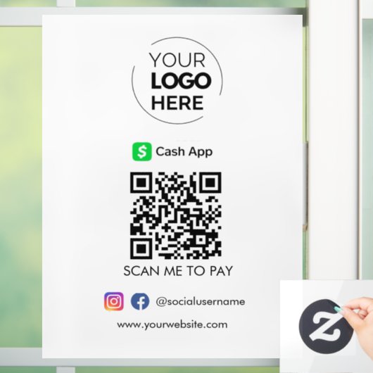 Cash App QR Code Betaling | Scannen naar zakelijke Raamsticker (Huis)