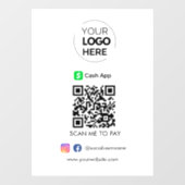 Cash App QR Code Betaling | Scannen naar zakelijke Raamsticker (Vel)
