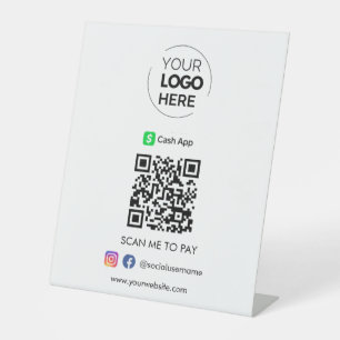Cash App QR Code Betaling Scannen naar zakelijke Reclamebord Met Voetstuk