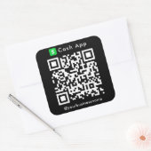 Cash App QR-code betalingsscan om te betalen Zwart Vierkante Sticker (Envelop)
