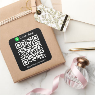 Cash App QR-code betalingsscan om te betalen Zwart Vierkante Sticker