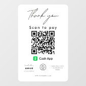 Cash App QR Code Logo Scannen naar betaling Bedank Raamsticker (Vel)