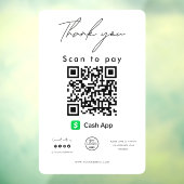 Cash App QR Code Logo Scannen naar betaling Bedank Raamsticker (Vel 3)