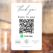 Cash App QR Code Logo Scannen naar betaling Bedank Raamsticker (Vel 2)