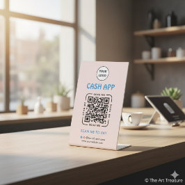 Cash app QR Code Payment Scan to Pay Business Logo Reclamebord Met Voetstuk