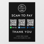 Cash App Venmo Paypal QR Code Scan naar Betalen Lo Raamsticker (Vel)
