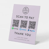 Cash App Venmo Paypal QR Code Scan naar Betalen Lo Reclamebord Met Voetstuk (Voorkant)