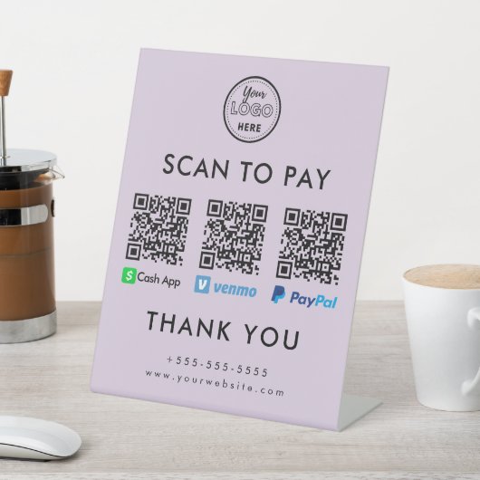 Cash App Venmo Paypal QR Code Scan naar Betalen Lo Reclamebord Met Voetstuk (Insitu)