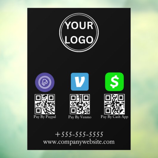 Cash App Venmo Paypal QR-code scan om logo te beta Raamsticker (Vel 3)
