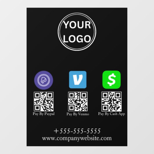 Cash App Venmo Paypal QR-code scan om logo te beta Raamsticker (Vel)