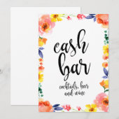 Cash Bar Betaalbare Boho Bloem Bruiloft Bord (Voorkant / Achterkant)