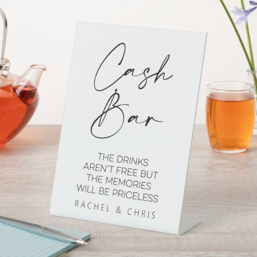 Cash Bar bruiloft Reclamebord Met Voetstuk (Insitu)