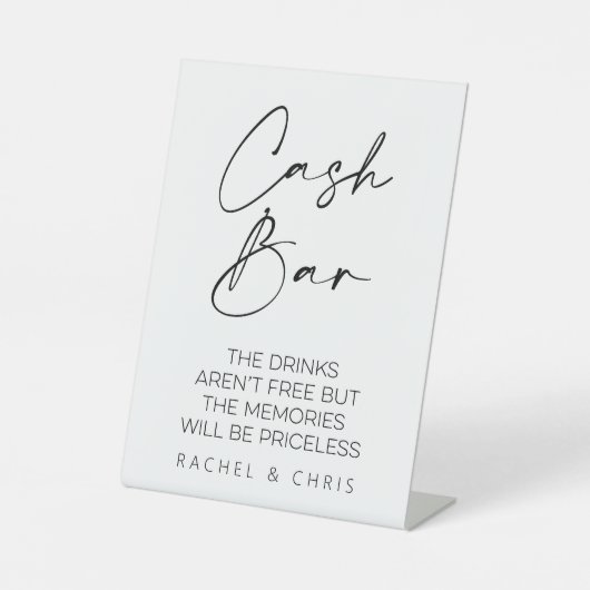 Cash Bar bruiloft Reclamebord Met Voetstuk (Voorkant)