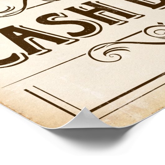  CASH BAR-gebarentafdruk Poster (Hoek)