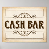  CASH BAR-gebarentafdruk Poster (Voorkant)