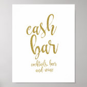 Cash Bar Gold Glitter 8x10 Wedding Sign Poster (Voorkant)