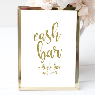 Cash Bar Gold Glitter Betaalbaar Weddenschap Kaart