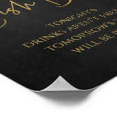 Cash Bar Goud Zwart Elegant Script Tabletop Sign Poster (Hoek)