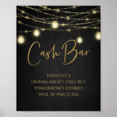 Cash Bar Goud Zwart Elegant Script Tabletop Sign Poster (Voorkant)