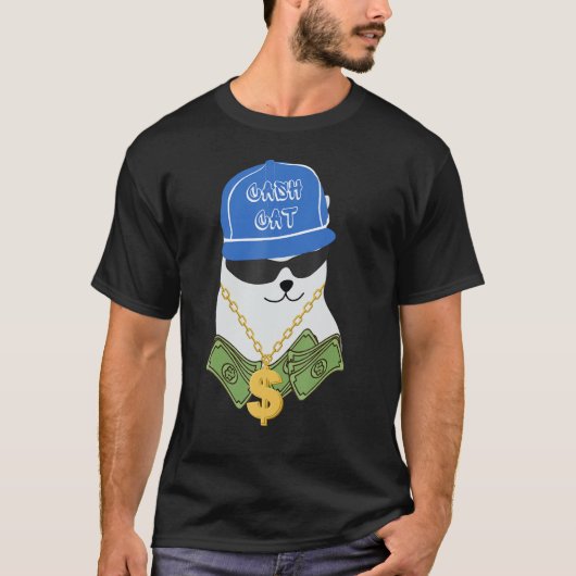Cash Cat Geld Trending Meme Design T-shirt (Voorkant)