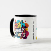 "Cash, Comedy, Sparkle" Mok (Voorkant links)