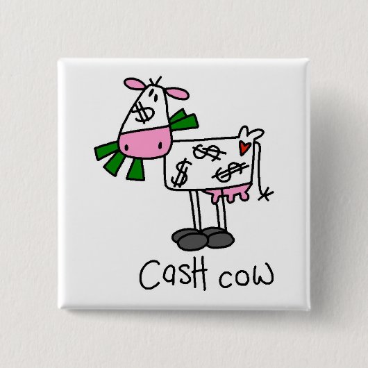 Cash Cow Tshirts en Gifts Vierkante Button 5,1 Cm (Voorkant)