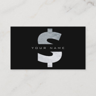 $ Cash Dollar Mark Silver Luxury Black Vip Visitekaartje