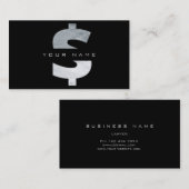 $ Cash Dollar Mark Silver Luxury Black Vip Visitekaartje (Voorkant / Achterkant)