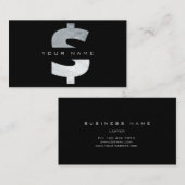 $ Cash Dollar Mark Silver Luxury Black Vip Visitekaartje (Voorkant / Achterkant)
