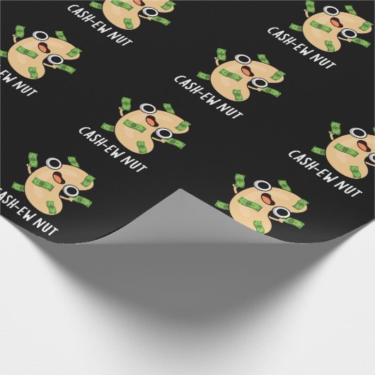 Cash-ew Nut Funny Cashew Nut Pun Dark BG Cadeaupapier (Hoek)