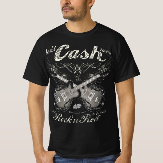 Cash gitaren RocknRoll  Wings T-shirt (Voorkant)