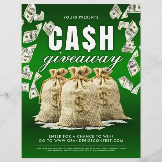 Cash Giveaway Contest Valend Geld Flyer (Voorkant)